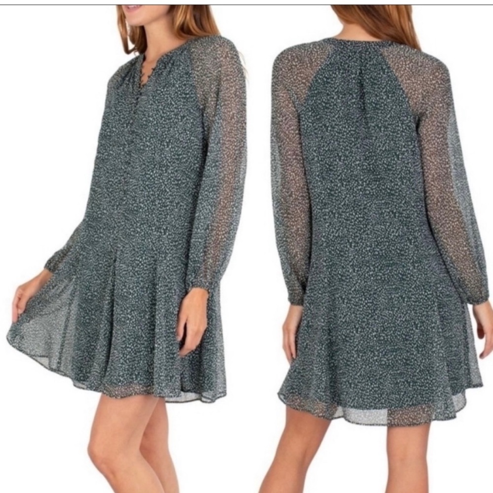 Joie XXL artic animal balloon sleeve dress fully lined sheer sleeve
